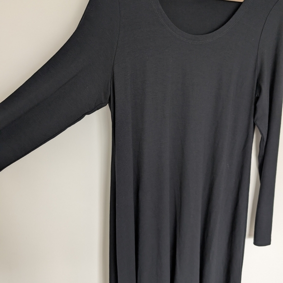 Eileen Fisher Long Sleeve Midi Dress Medium Minimalist Lagenlook Curved Hem - Picture 2 of 7